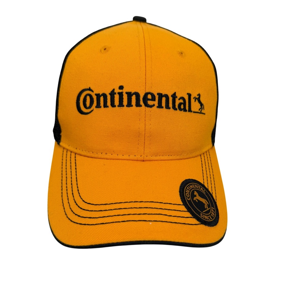 Continental Tires Trucker Hat Yellow Black Mesh Snapback Baseball Cap Mens OSFM